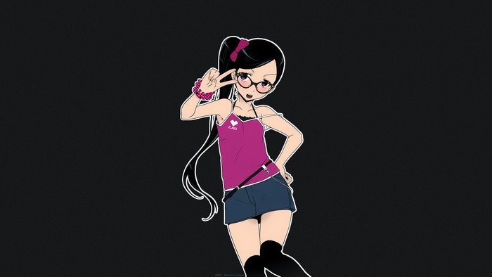 Anime girl with glasses and ponytail