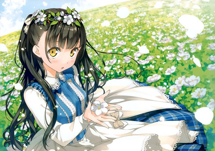 Nagisa from Afterschool of the 5th Year in a flower field