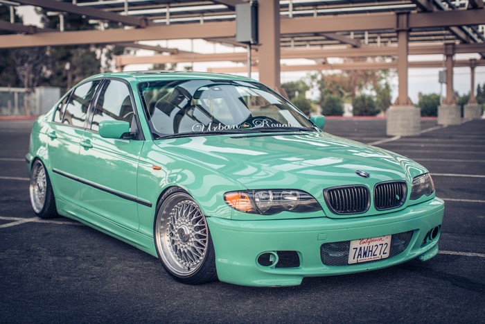 Mint green BMW E46 325i with BBS wheels