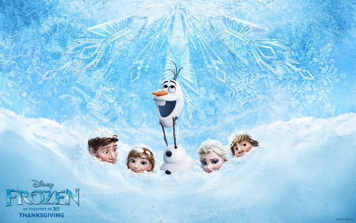 Olaf and friends from Disney's Frozen in snow