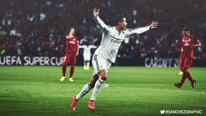 Cristiano Ronaldo celebrating in UEFA Super Cup