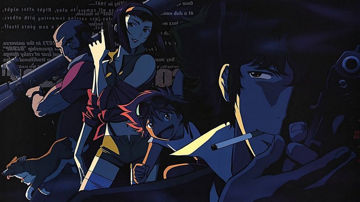 Cowboy Bebop characters with Spike Spiegel in foreground