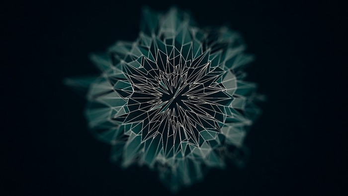 Abstract low poly geometric shape with wireframe