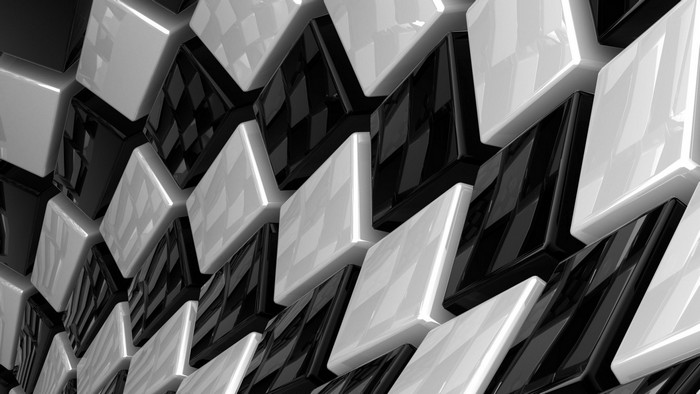 Monochrome geometric pattern of black and white cubes