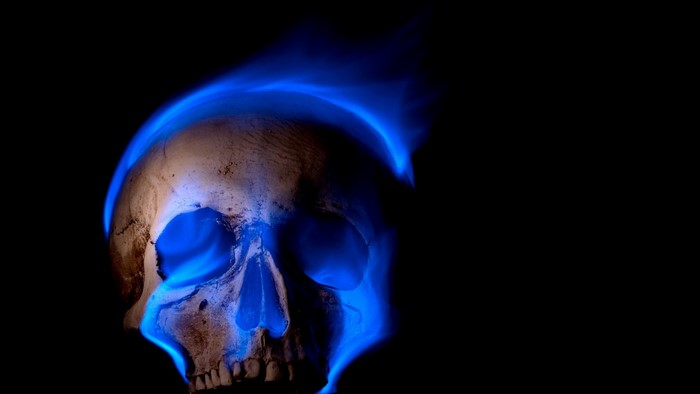 Skull with blue flames
