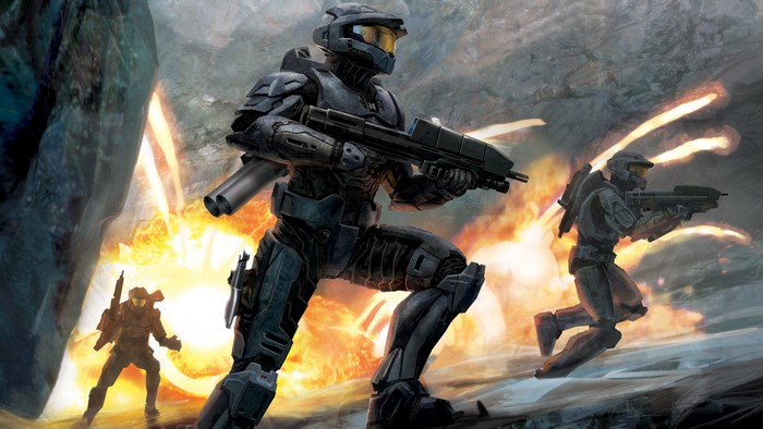 Halo Spartans in Combat with Explosions