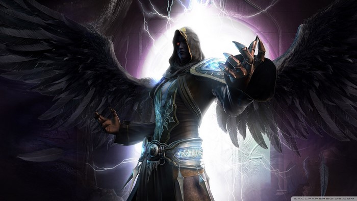 Dark Angel with Black Wings and Mystic Power