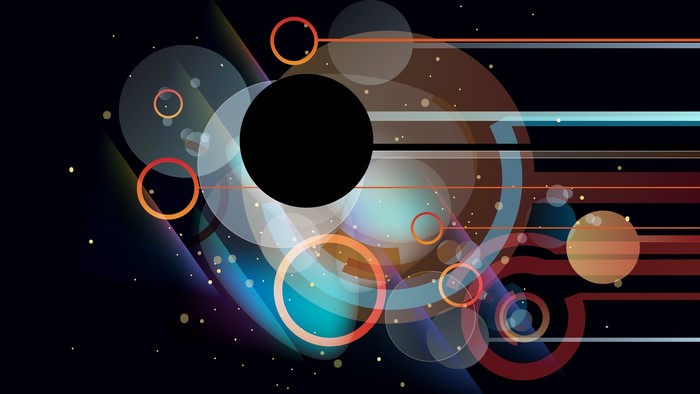 Abstract geometric composition with circles and lines