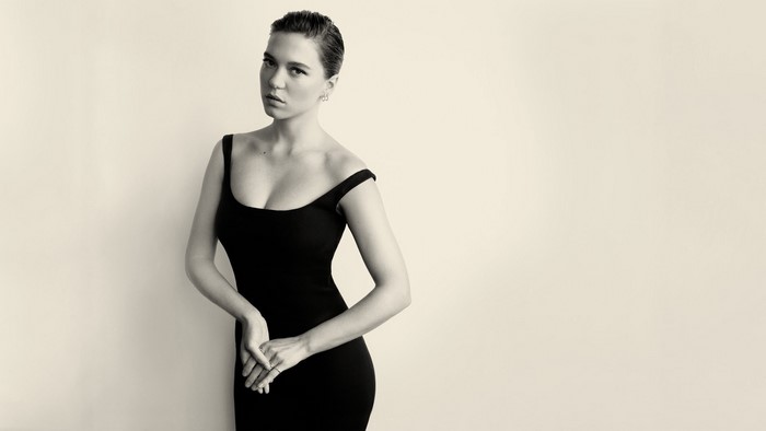 Lea Seydoux in a black dress