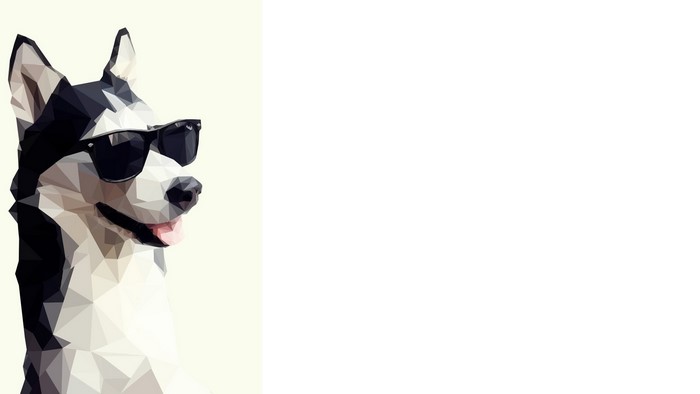 Low poly Siberian Husky wearing sunglasses