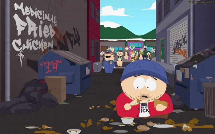 Eric Cartman Eating Fried Chicken in Alley