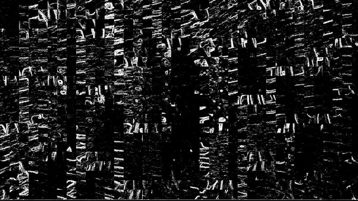 Abstract dark glitch art with white lines