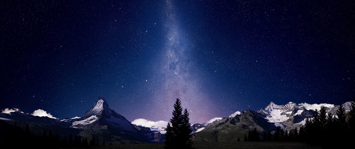 Mountain landscape under the Milky Way