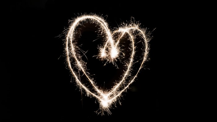 Heart shape made with sparklers