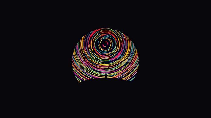 Abstract colorful circle with silhouette