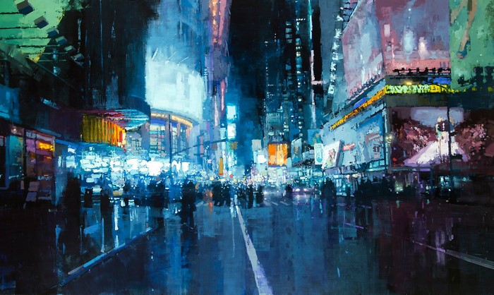 Painting of Times Square at Night