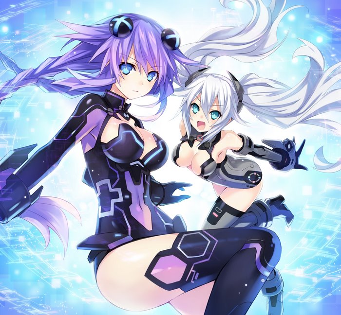Purple Heart and Black Heart from Hyperdimension Neptunia