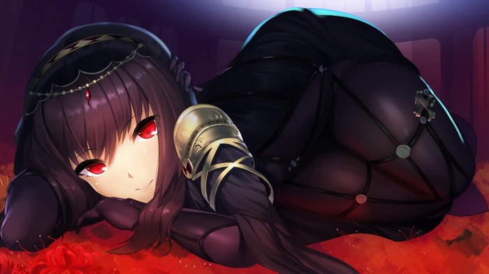 Scathach from Fate/Grand Order lying down