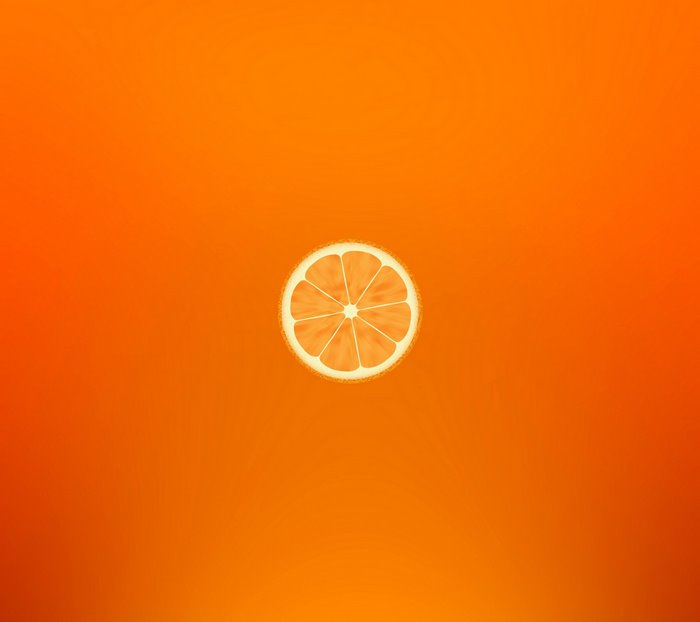 Orange slice on orange background