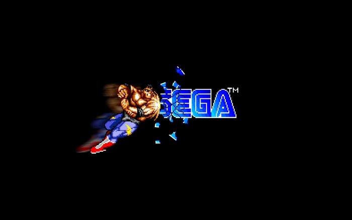 Max Thunder from Streets of Rage breaking the SEGA logo