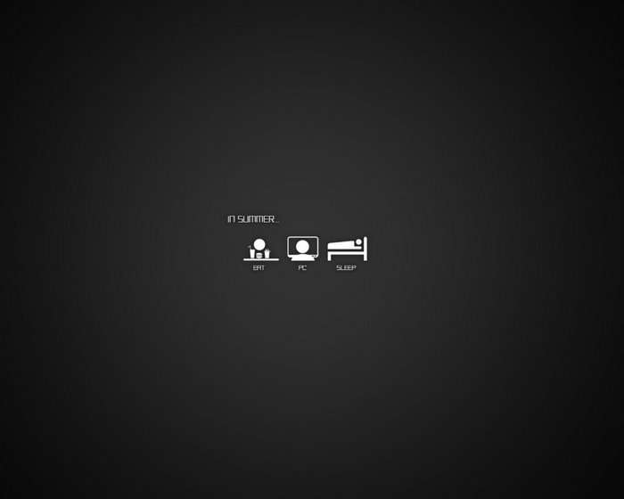 Summer activities: Eat, PC, Sleep icons