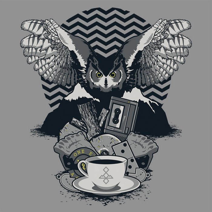 Owl, Mountains, Coffee, Donuts, Cassette Tape, Dominoes