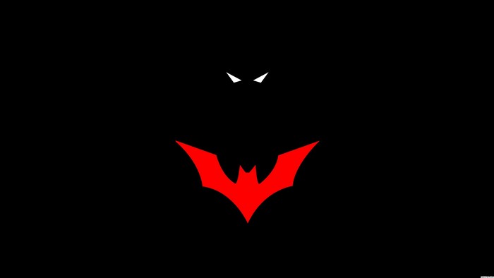 Red Batman Symbol with White Eyes on Black