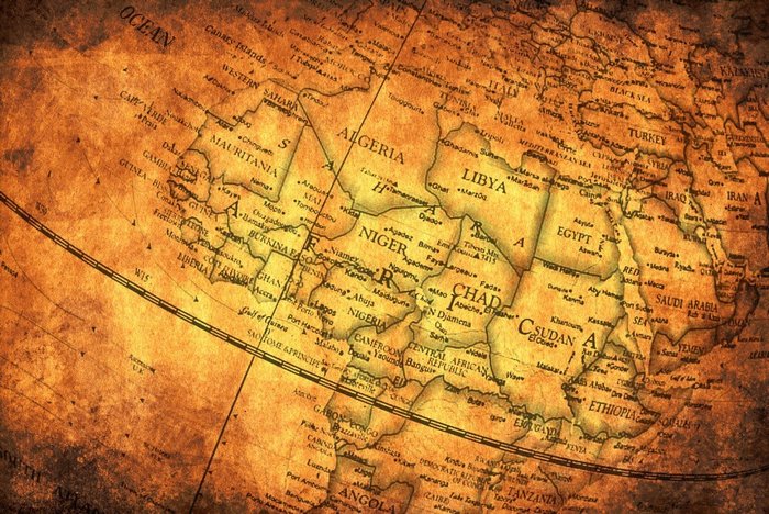 Vintage map of Africa and Middle East