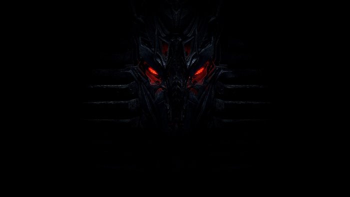 Dark creature with glowing red eyes