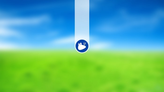 Xubuntu Linux logo falling on green field and blue sky