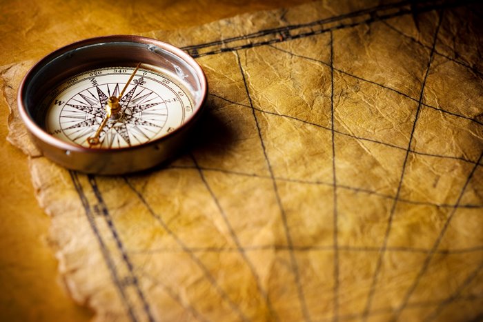 Compass on an old map
