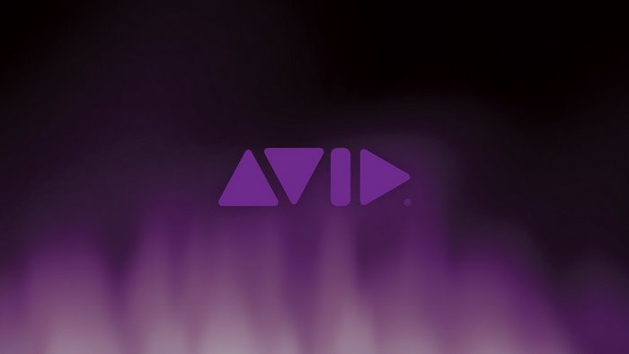 Avid logo with purple abstract background