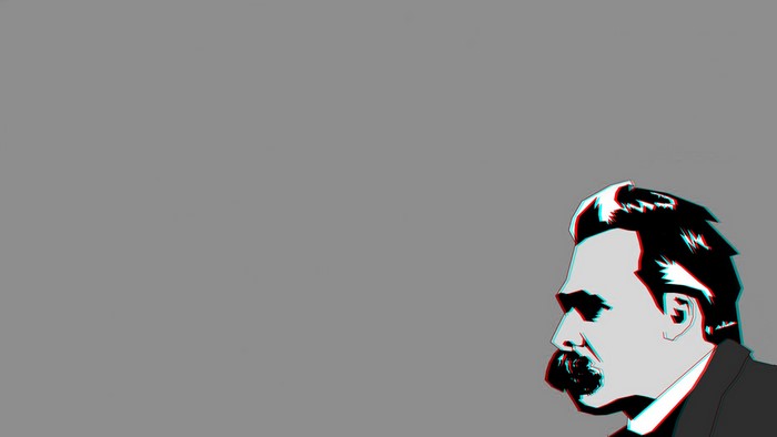 Friedrich Nietzsche portrait with chromatic aberration
