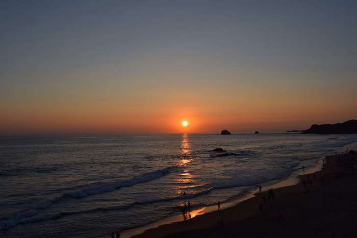 Sunset over Zipolite beach in Oaxaca, Mexico