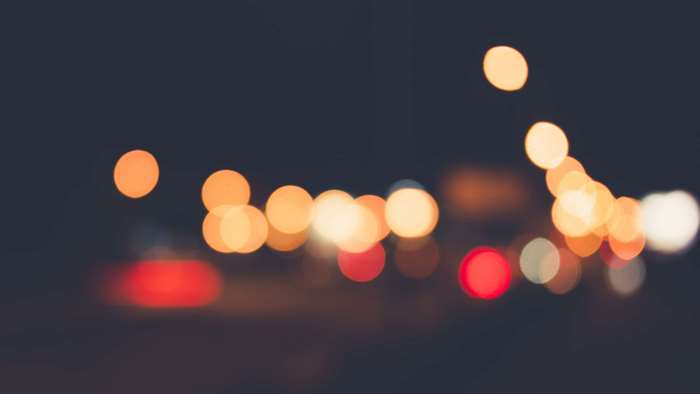 Bokeh lights at night, blurred traffic lights