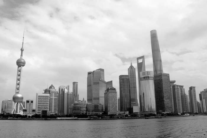Shanghai skyline with Oriental Pearl Tower and skyscrapers