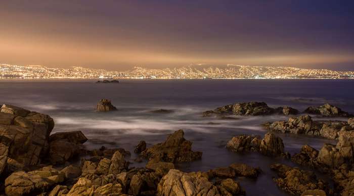 Vina Del Mar Ocean Rocks Long Exposure Morning 4K