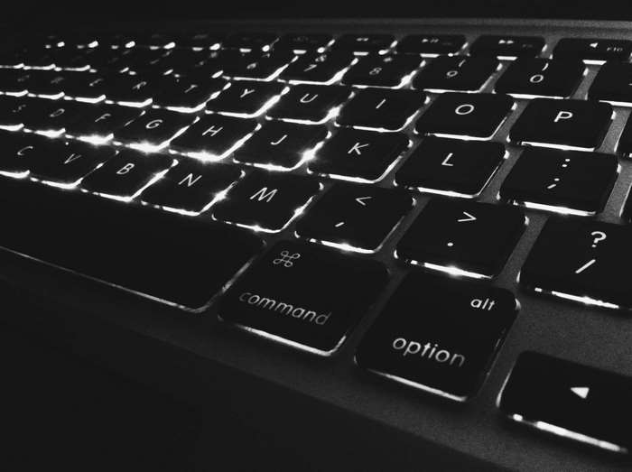 Backlit keyboard of a MacBook