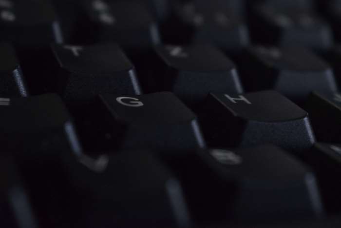 Close-up of a black mechanical keyboard
