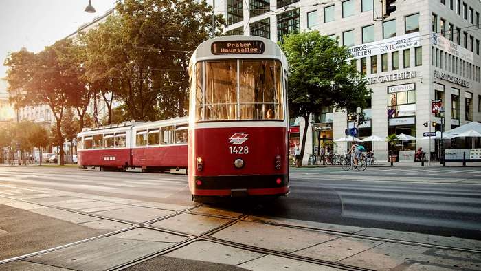 Tram 1428 on Prater Hauptallee in Vienna