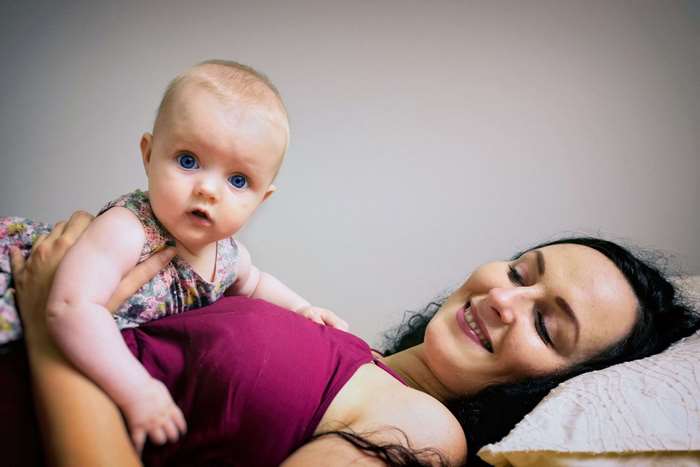 Mother and Baby with Blue Eyes
