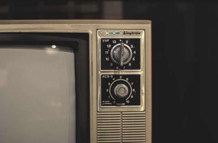 Vintage Limytran television with channel and volume knobs