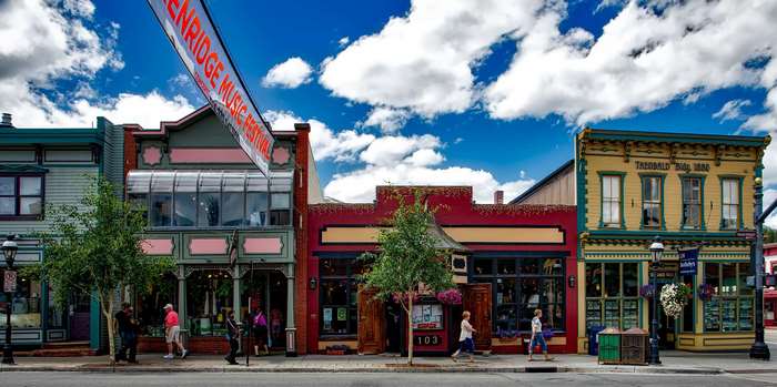 Breckenridge Music Festival Banner Over Shops