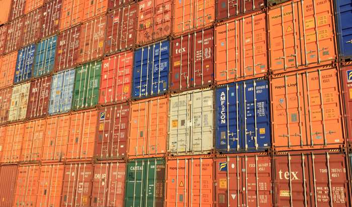 Stack of colorful cargo containers