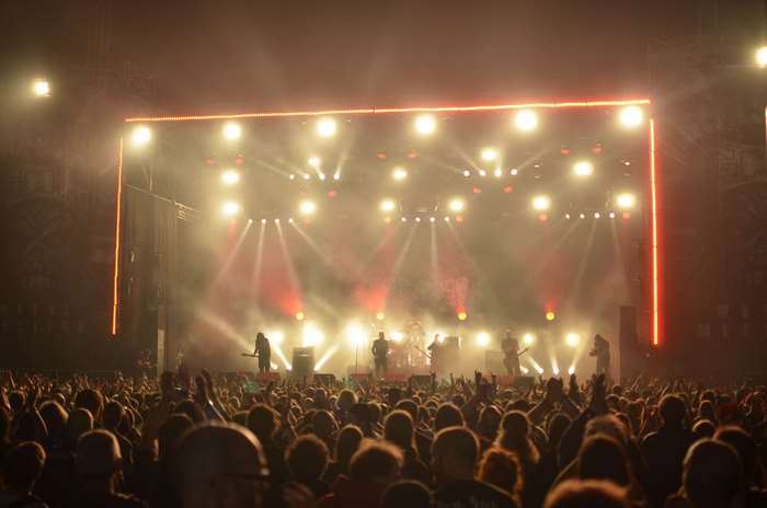 Paradise Lost band performing on stage at Graspop 2014