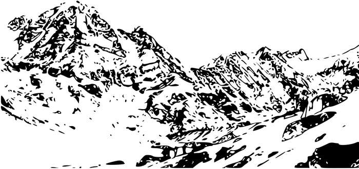 Black and white sketch of mountains