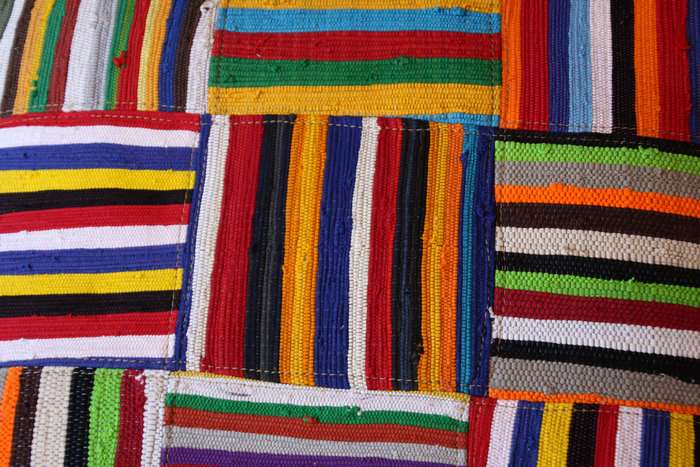 Colorful striped fabric patchwork