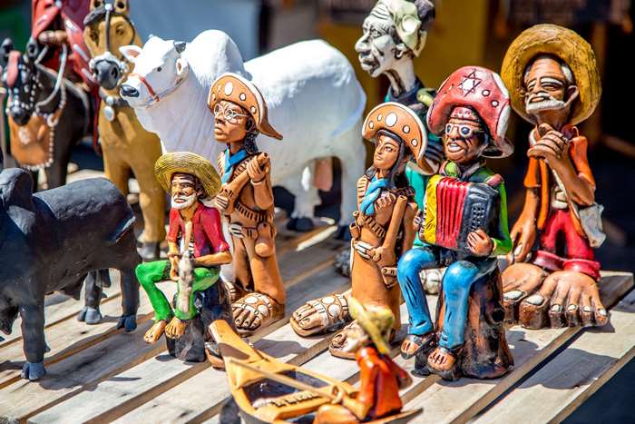 Clay figurines of musicians and animals in Brazil