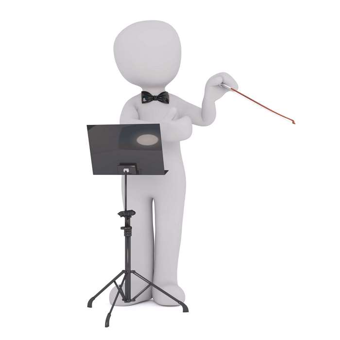 3D male conductor with music stand and baton