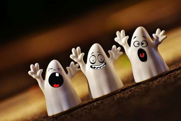 Cute Halloween Ghost Figurines with Expressive Faces